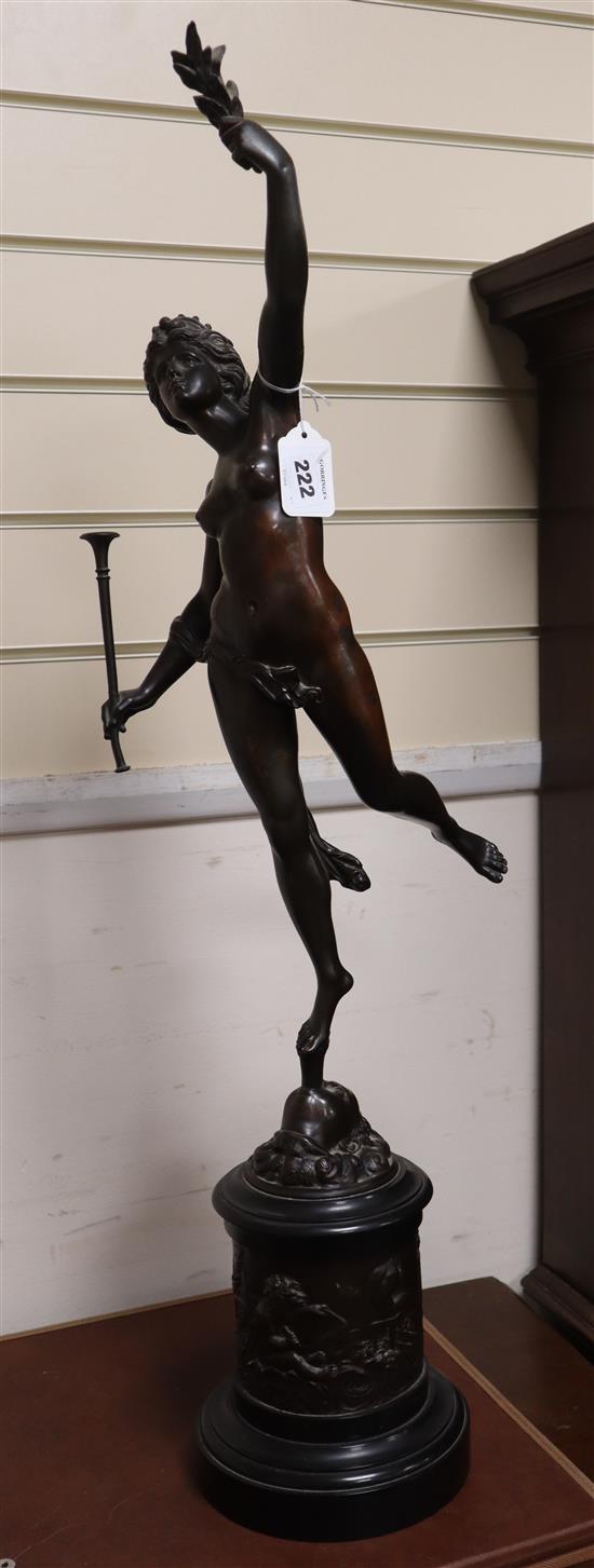 A 19th century bronze figure of Fortune, after Giambologna height 88cm